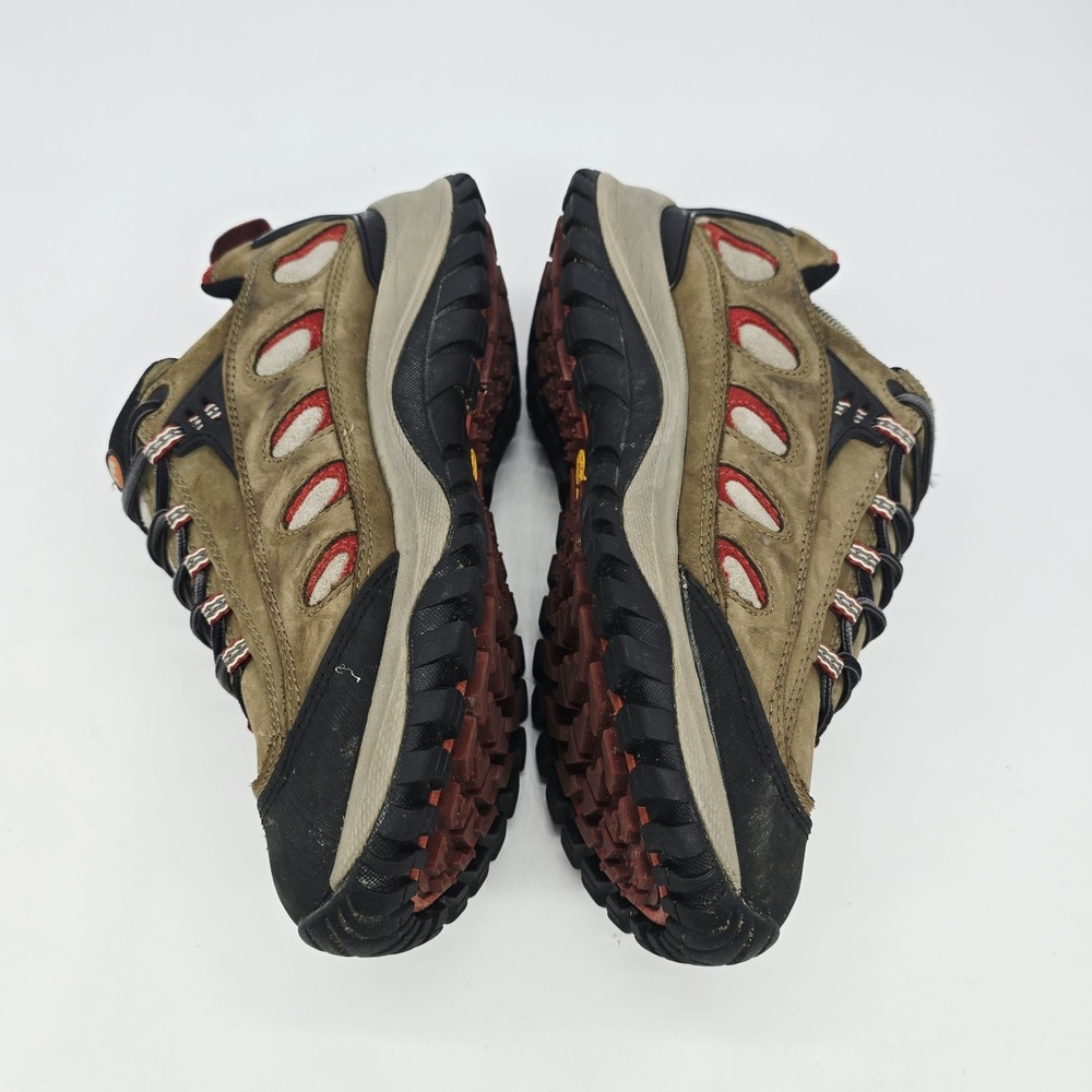 Merrell Radius Boots Mens 9.5 Brown Suede Low Waterproof Vibram Hiking Taupe - Picture 4 of 7